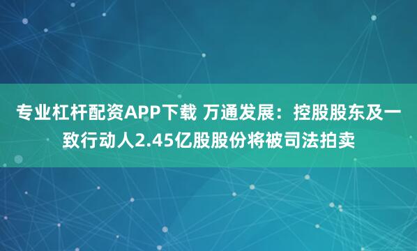 专业杠杆配资APP下载 万通发展：控股股东及一致行动人2.45亿股股份将被司法拍卖